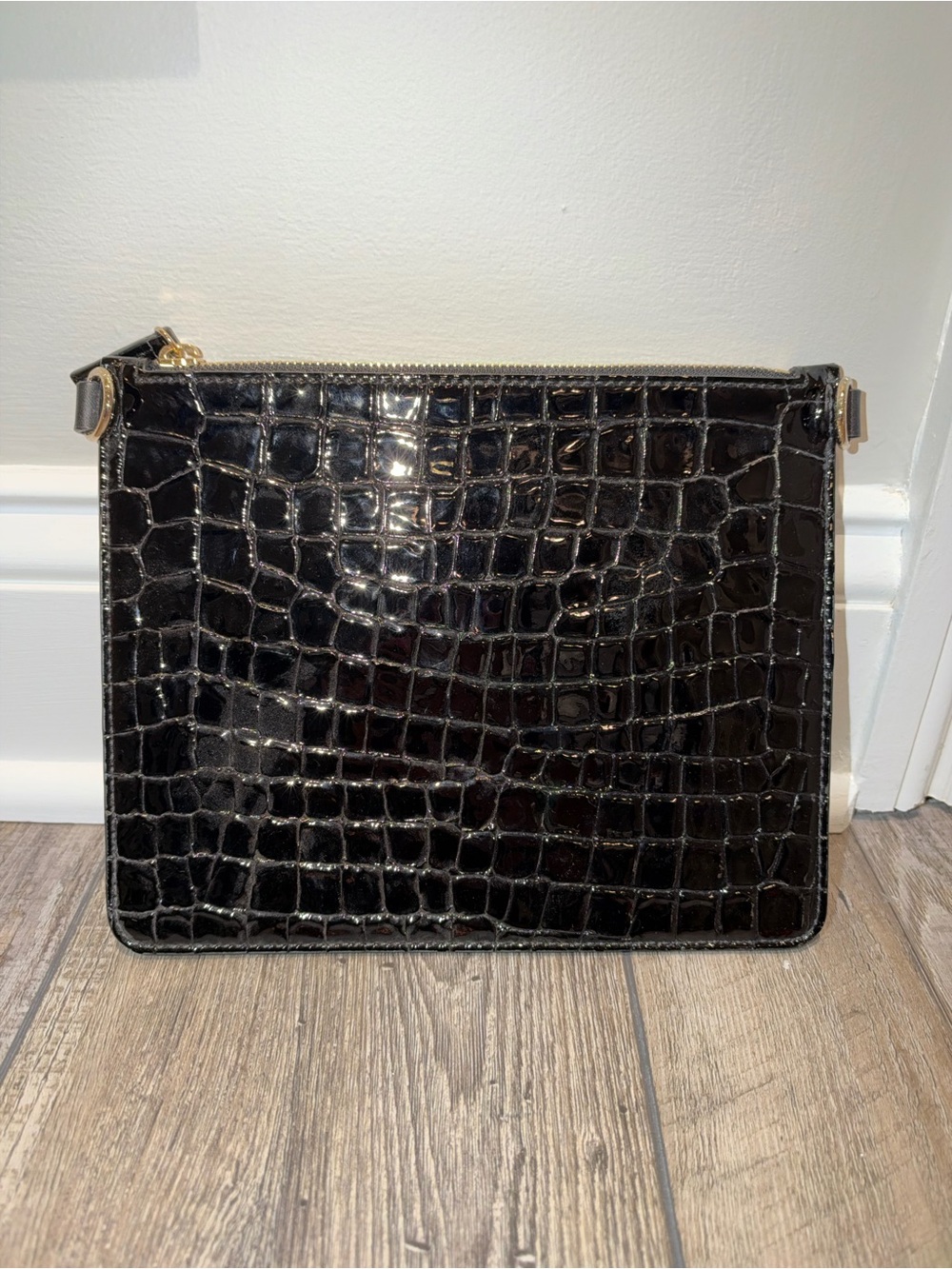Theory Leather Croc Clutch